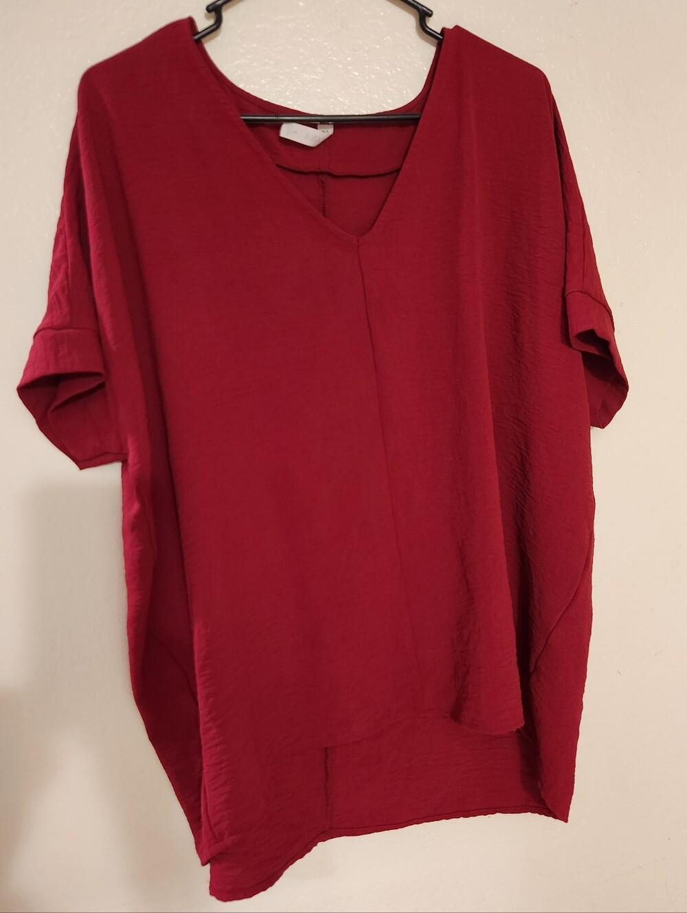Zenana Red Airflow V-Neck Dolman Blouse Small Nwot